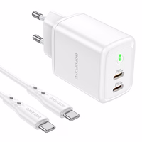 Laadija Borofone BN9 35W 2xUSB-C + USB-C to USB-C kaabel 1.0m valge