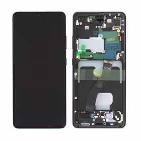 LCD screen Samsung G998 S21 Ultra koos touch screen ja frame Phantom Must original (assembled service pack)