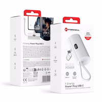 Powerbank Forcell F-Energy Power Plug F5K3 PD 20W 5000 mAh with built-in connector USB C valge