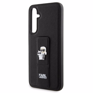 Karl Lagerfeld Gripstand Saffiano Karl&Choupette Pins ümbris jaoks Samsung Galaxy S23 FE - must