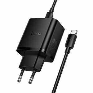 telefoni laadija Hoco 2x USB C + USB A QC3.0 PD 3A 65W + andmekaabel USB C to USB C N75 must