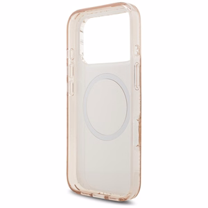 Guess IML Flowers Electro Pearl Strap MagSafe чехол для iPhone 17 Pro - розовый