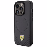 Ferrari Carbon Metal Logo MagSafe ümbris jaoks iPhone 15 Pro - must