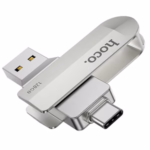 Pendrive 128GB USB 3.0 (USB A + USB C) Hoco UD10 hõbedane