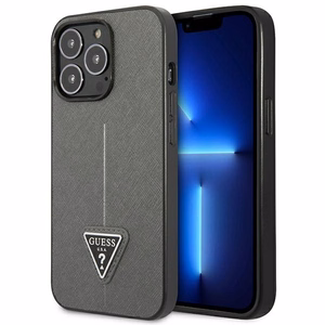 Guess GUHCP14XPSATLG iPhone 14 Pro Max 6.7 "hõbedane / hõbedane hardcase SaffianoTriangle Logo