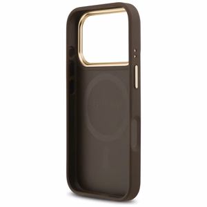 Guess 4G Strass Logo & Big Strap Metal Buttons MagSafe Ümbris jaoks iPhone 17 Pro - Brown
