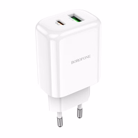 Borofone Wall laadija BN4 Potential - USB + Type C - QC 3.0 PD 2.0 20W valge