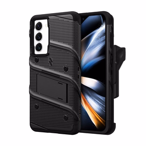 ZIZO BOLT Series tugevdatud ümbrise komplekt Samsung Galaxy S23+ jaoks, 9H ekraanikaitse, sisseehitatud tugijala ja vööklambriga hoidikuga, must