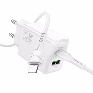 Phone Laadija Hoco USB A + USB C QC3.0 PD AFC 3A 30W + Kaabel USB C to USB C N71 valge