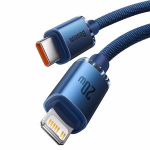 Кабель USB Baseus "Crystal Shine" синий Type-C / Lightning 200 см (до 20W)