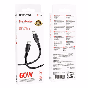 Borofone Cable BX116 Certain - Type C to Type C - PD 60W 3A 1 metre black