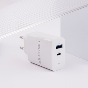 Forever TC-07-30AC PD QC laadija 1x USB-C 1x USB 30W valge