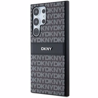 DKNY Leather Mono Stripe & Metal Logo ümbris jaoks Samsung Galaxy S24 Ultra - must
