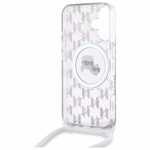 Karl Lagerfeld IML Crossbody Monogram Karl & Choupette Head MagSafe iPhone 16 Ümbris - Clear