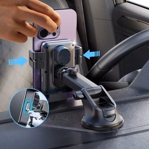 Autokinnitusein Joyroom ZS219 must / automaatne lukustus (juhtmevaba laadimine 15W) (mitte-magnetiline / kleepiv alus)