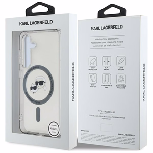 Original Pouch KARL LAGERFELD Button Karl&Choupette Heads Printed Logo Magsafe jaoks Samsung Galaxy S25 Plus must