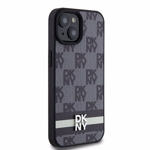 DKNY Leather Checkered Mono Pattern & Printed Stripes Ümbris jaoks iPhone 15/14/13 - Must