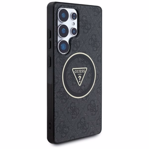 Guess 4G Glitter Triangle Buttons MagSafe Ümbris jaoks Samsung Galaxy S25 Ultra must