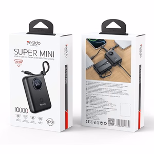 YESIDO POWERBANK YP64 10000mAh 22,5W LED USB-A+C + USB-C/LIGHTNING KAABEL must