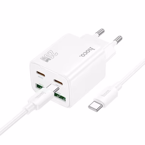 Phone Laadija Hoco 2 x USB C + 2 x USB A QC3.0 PD 3A 20W + Kaabel USB C to USB C N55 valge