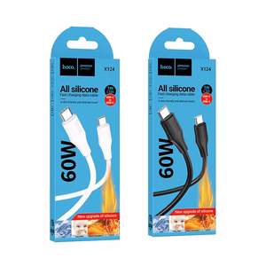 Силиконовый кабель USB C to USB C Hoco 3A 60W 1 м X124 белый