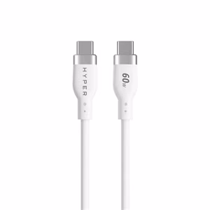 Hyper HyperJuice HJ4011WHGL – 1.5 m 60 W silikoonist USB-C–USB-C laadimiskaabel, valge