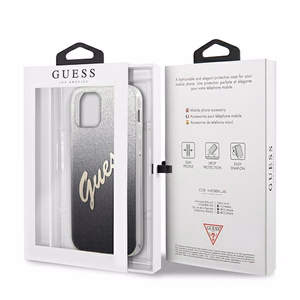 Guess GUHCP12MPCUGLSBK iPhone 12/12 Pro 6.1" must/must kõvakott Glitter Gradient Script