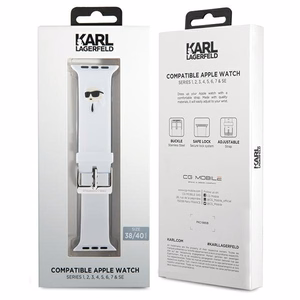 Karl Lagerfeld 3D Rubber Karl Head rihm valge Apple Watch 38/40/41mm jaoks