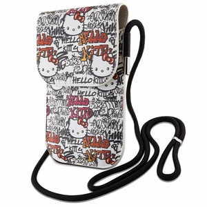 Hello Kitty Leather Tags Graffiti õlakott – beež