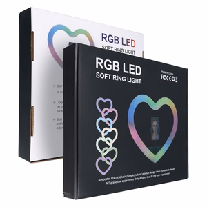 LED-rõngas Stream RGB lamp 10" telefonihoidjaga HEART + statiiv JM26-10 must