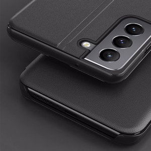 Eco Leather View Case elegantne ümbris Samsung Galaxy S22 + (S22 Plus) sinisele Samsung Galaxy S22 + (S22 Plus) klappkattega ja statiivi funktsiooniga ümbris