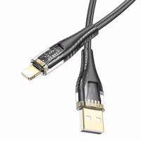 Kaabel USB A to Lightning Hoco 2,4A 1,2 m U121 must läbipaistev