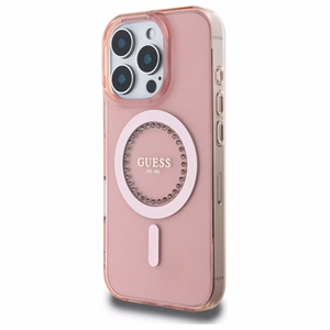 Guess IML Rhinestones MagSafe iPhone 16 Pro Ümbris - roosa