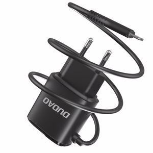 Laadija Dudao A2ProL must (2xUSB) + integreeritud Lightning kaabel