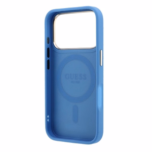 Guess PU 4G Ring Stand MagSafe ümbris Apple iPhone 18 Pro jaoks, sinine
