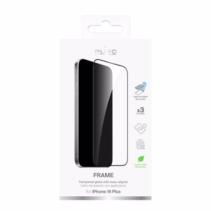 Puro Frame Karastatud klaas with frame jaoks iPhone 16 Plus