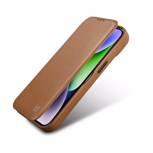 Чехол iCarer CE Premium Leather Folio для iPhone 14 Pro магнитный с откидной крышкой MagSafe коричневый