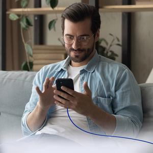 SBS TECABLETISSUETCCB USB-C - USB-C 1.5m 60W braided kaabel - sinine