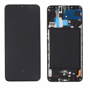 LCD ekraan Samsung A705 A70 2019 puuteekraani ja raamiga must OLED (tegelik suurus)