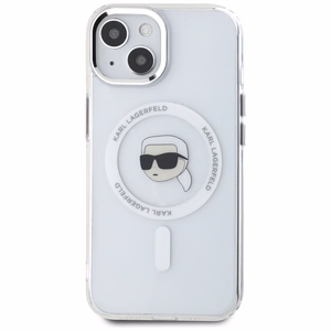 KARL LAGERFELD ümbris jaoks IPHONE 15 compatible with MagSafe KLHMP15SHLSKIH (IML Metal K Head) valge