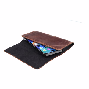 ROYAL Crazy Horse universal horizontal leather belt holster size XL IPHONE 13 PRO MAX / 14 PRO MAX / SAMSUNG S21 PLUS / S20 FE / A50 / A51 5G / HUAWEI P30 PRO / P40 PRO / OPPO A98 5G brown