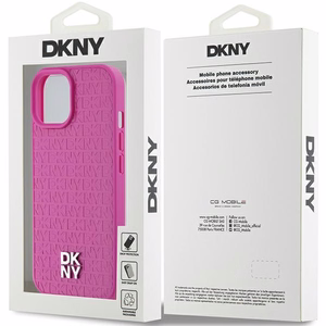 DKNY Leather Pattern Metal Logo MagSafe Ümbris jaoks iPhone 15 / 14 / 13 - Roosa