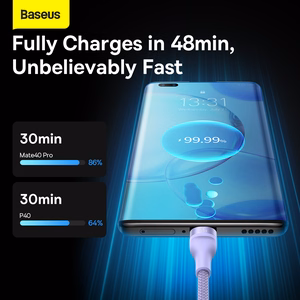 Baseus Kaabel Flash Series II 3 in 1 - USB to Type C, Lightning, Micro USB - 66W 6A 1,2 metres (CASS040005) purple