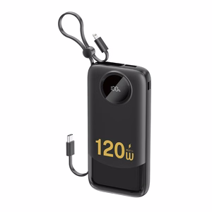 Dudao K13 10000mAh Powerbank sisseehitatud kaabliga - must