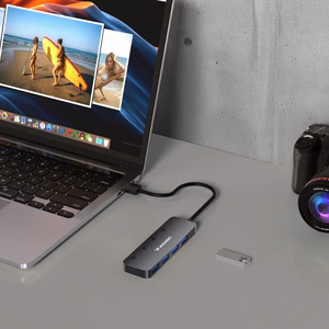 USB-A Hub Wozinsky WHS080YSS 4 x USB-A 3.0 with individual switches, aluminum, with 30 cm kaabel - hall