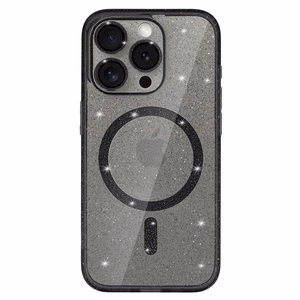 Glitter Magsafe Ümbris jaoks Iphone 16e must läbipaistev