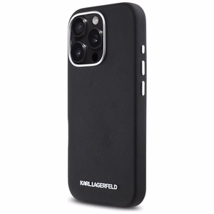 Karl Lagerfeld Saffiano Full Wrapped Elongated Metal Logo MagSafe Ümbris jaoks iPhone 16 Pro Max - must