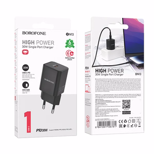 Borofone Wall Laadija BN13 Safety GaN - Type C - PD 30W must