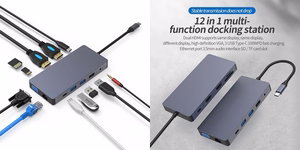 Adapter USB Type-C – 2x HDMI, VGA, LAN, 3x USB Type-A, SD, TF, USB Type-C PD100W, Aux