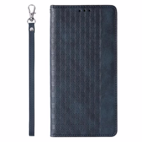 Magnet Strap Ümbris Ümbris jaoks Samsung Galaxy S23 Ultra Flip Wallet Mini Lanyard Stand sinine